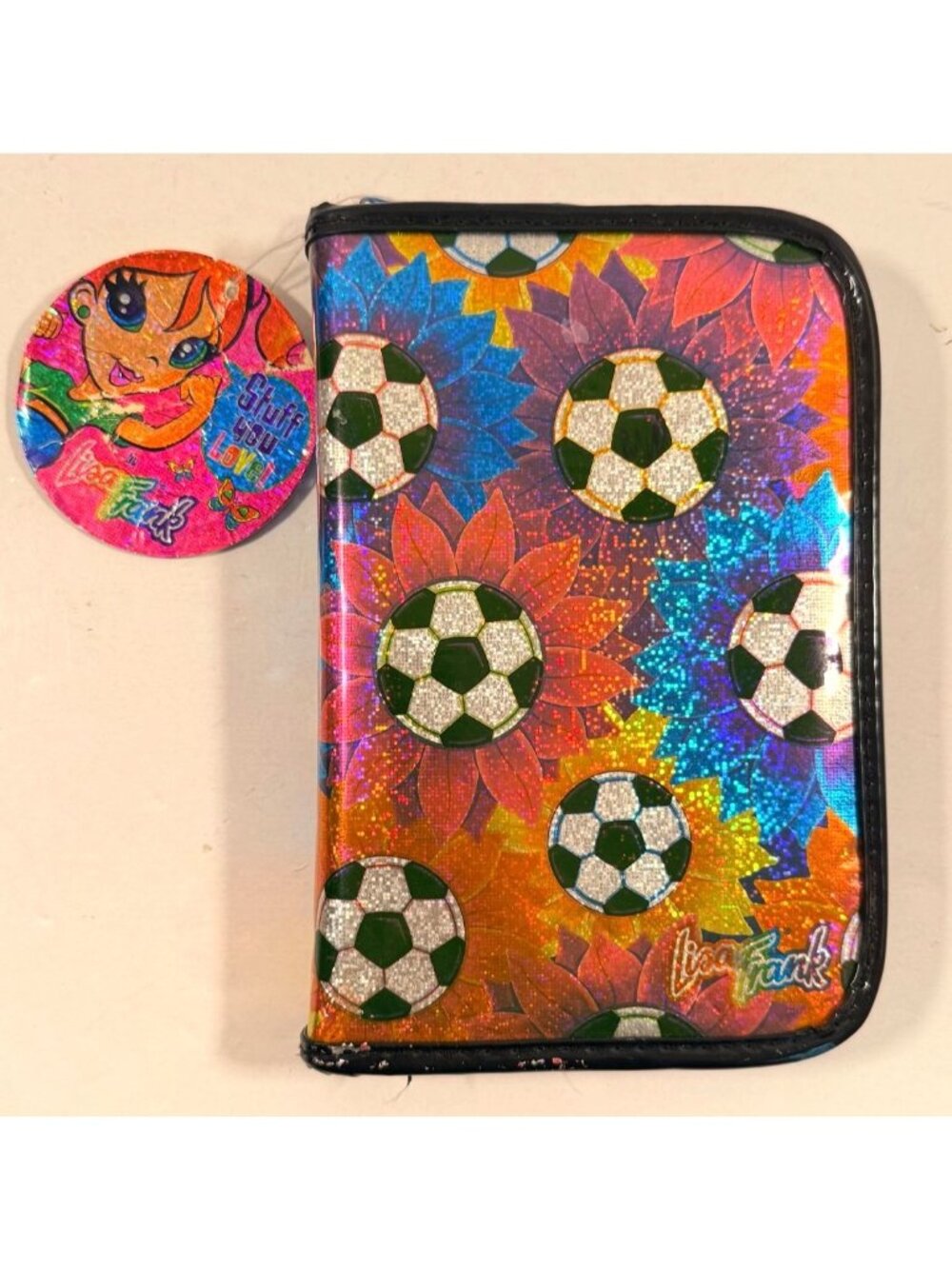 Vintage Lisa Frank Soccer Zip Up Binder Organizer READ WEAR